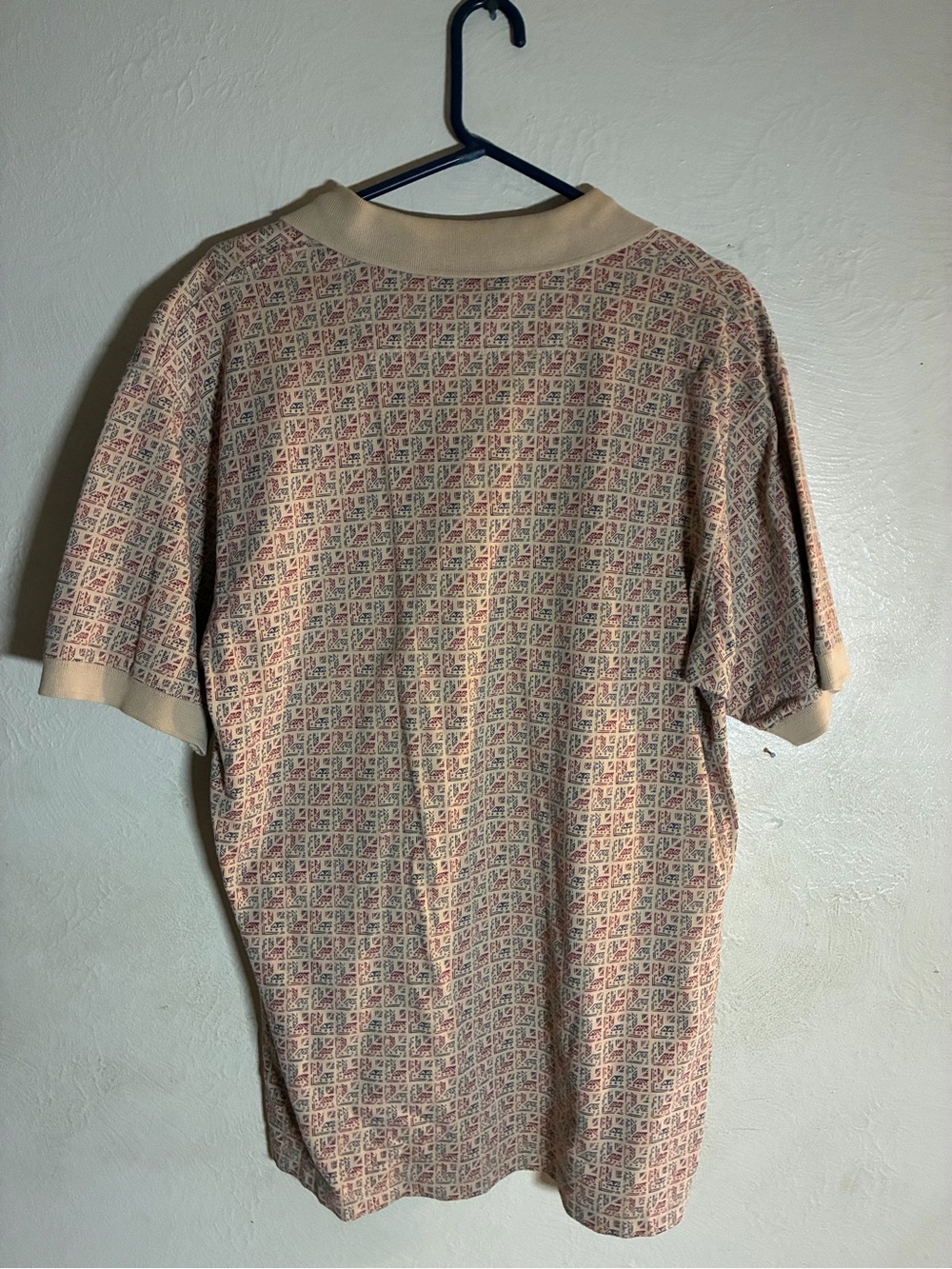 Vtg,80sPendleton Woolen mills Beige Aztec Block Pattern Polo Shirt Men’s Lg - Picture 7 of 8